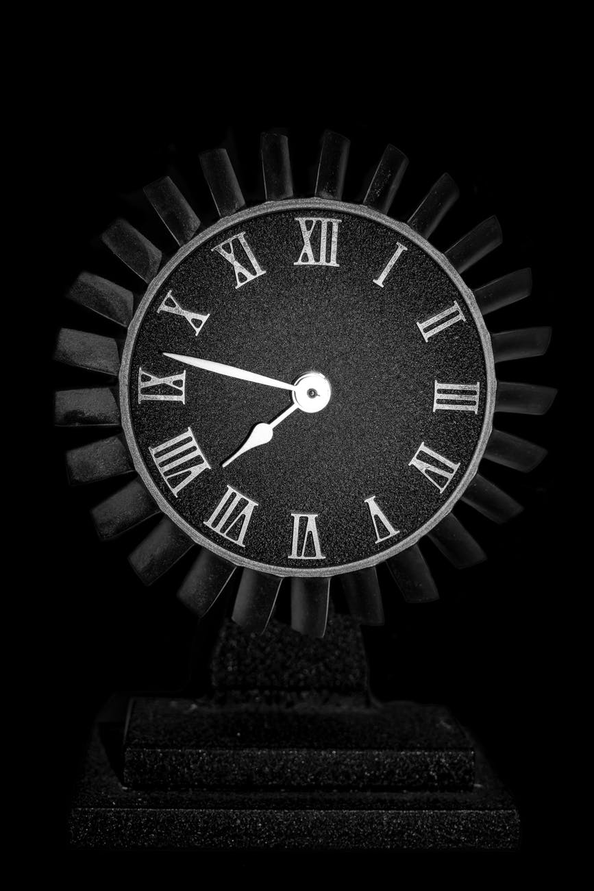 clock in front of black background, second chance, time, countdown